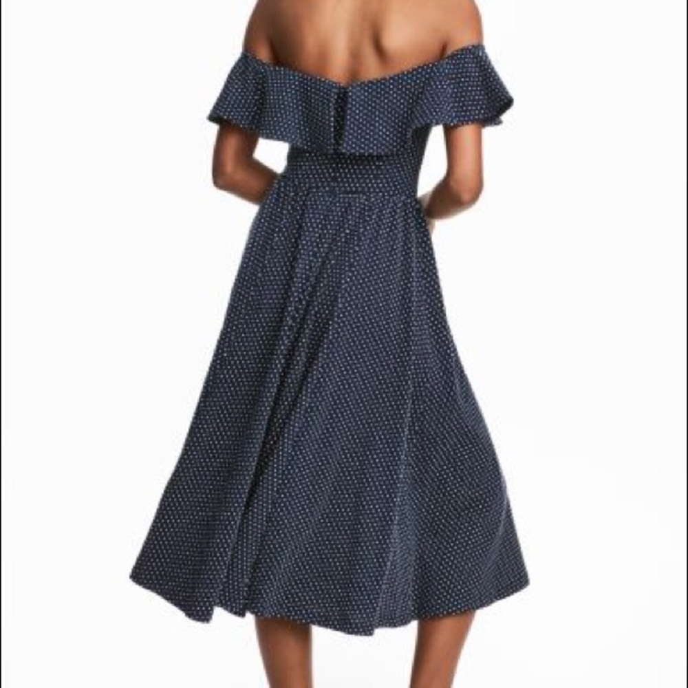 H&M Off the Shoulder Polka Dot Midi Dress